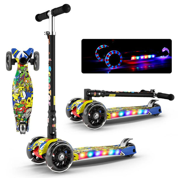 Kid's Shining Adjustable Foldable LED Lighted Scooter (2-12 Years)